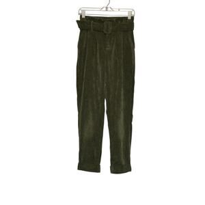 Wild Fable green corduroy pleated belted pants size 0